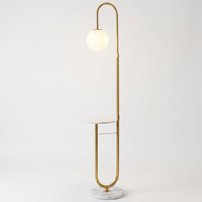 Orbita Globe Floor Lamp with Marble Side Table 153cm