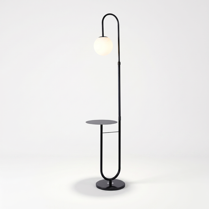 Orbita Globe Floor Lamp with Marble Side Table 153cm