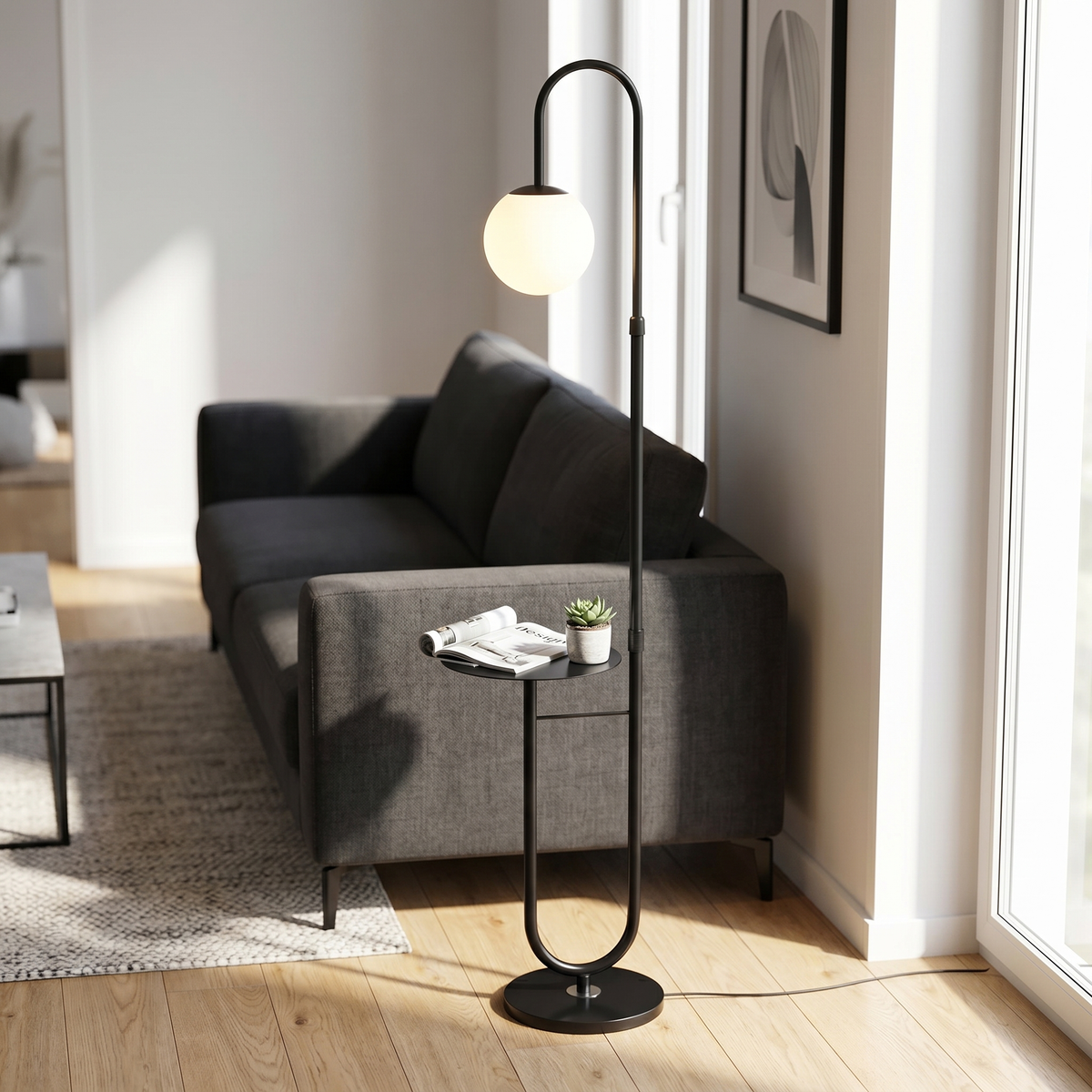 
Orbita Globe Floor Lamp with Marble Side Table 153cm