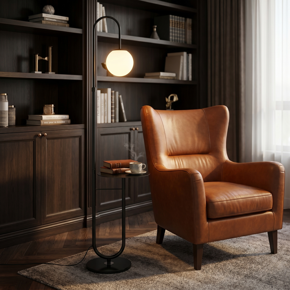 
Orbita Globe Floor Lamp with Marble Side Table 153cm
