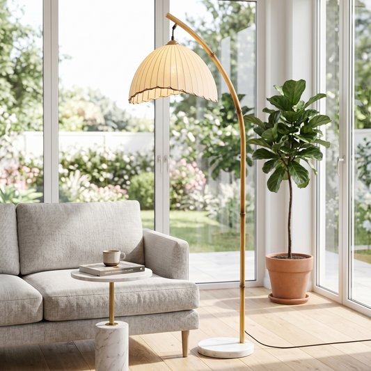 
Loto Bamboo Arc Floor Lamp with Marble Base 160cm