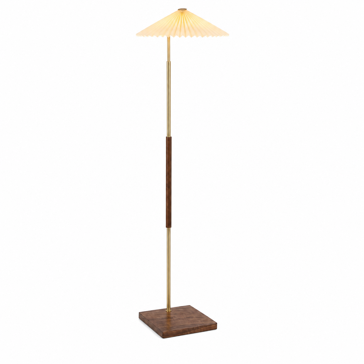 
Margherita Dorata Pleated Parasol Floor Lamp Walnut Brass 165cm