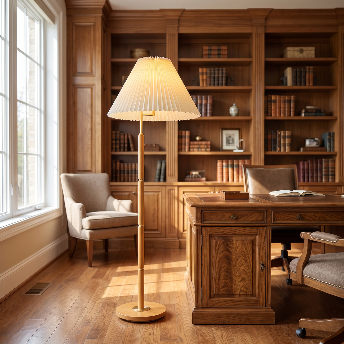 
Ventaglio Sera Pleated Floor Lamp with Wood Pole 157cm