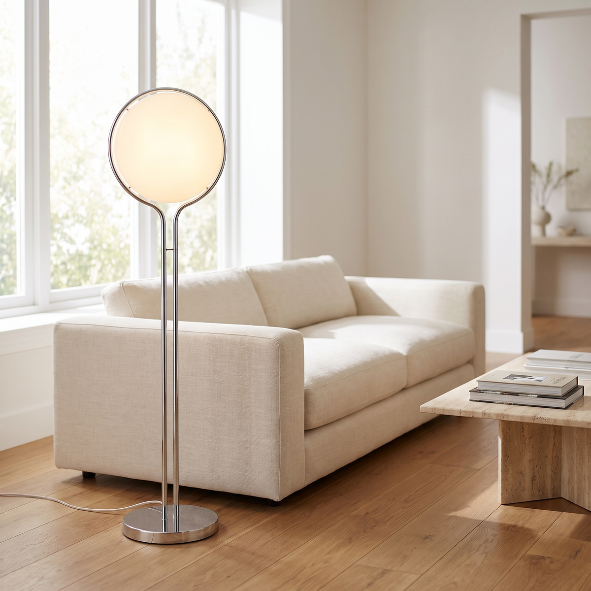 
Luna Velata Chrome Globe Arc Floor Lamp with LED 120cm