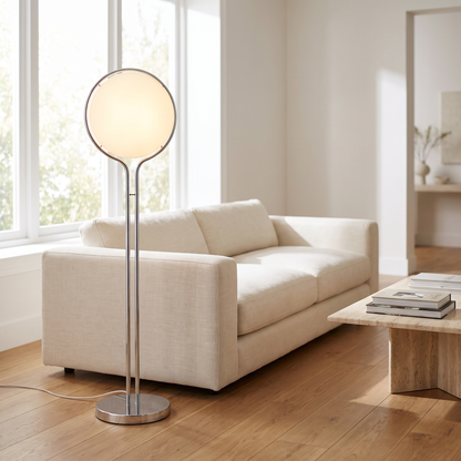 Luna Velata Chrome Globe Arc Floor Lamp with LED 120cm