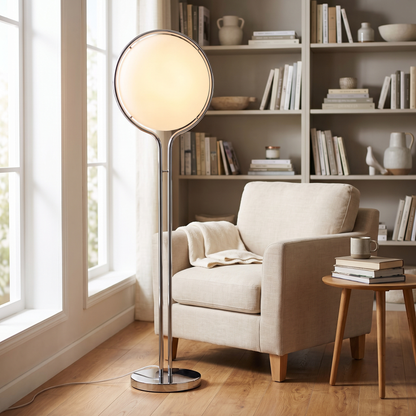 Luna Velata Chrome Globe Arc Floor Lamp with LED 120cm