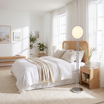 Luna Velata Chrome Globe Arc Floor Lamp with LED 120cm