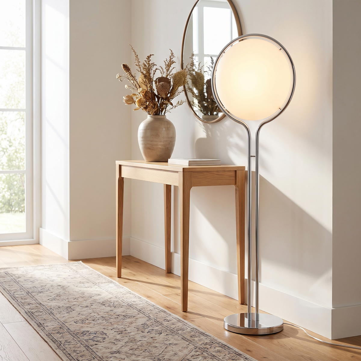 
Luna Velata Chrome Globe Arc Floor Lamp with LED 120cm