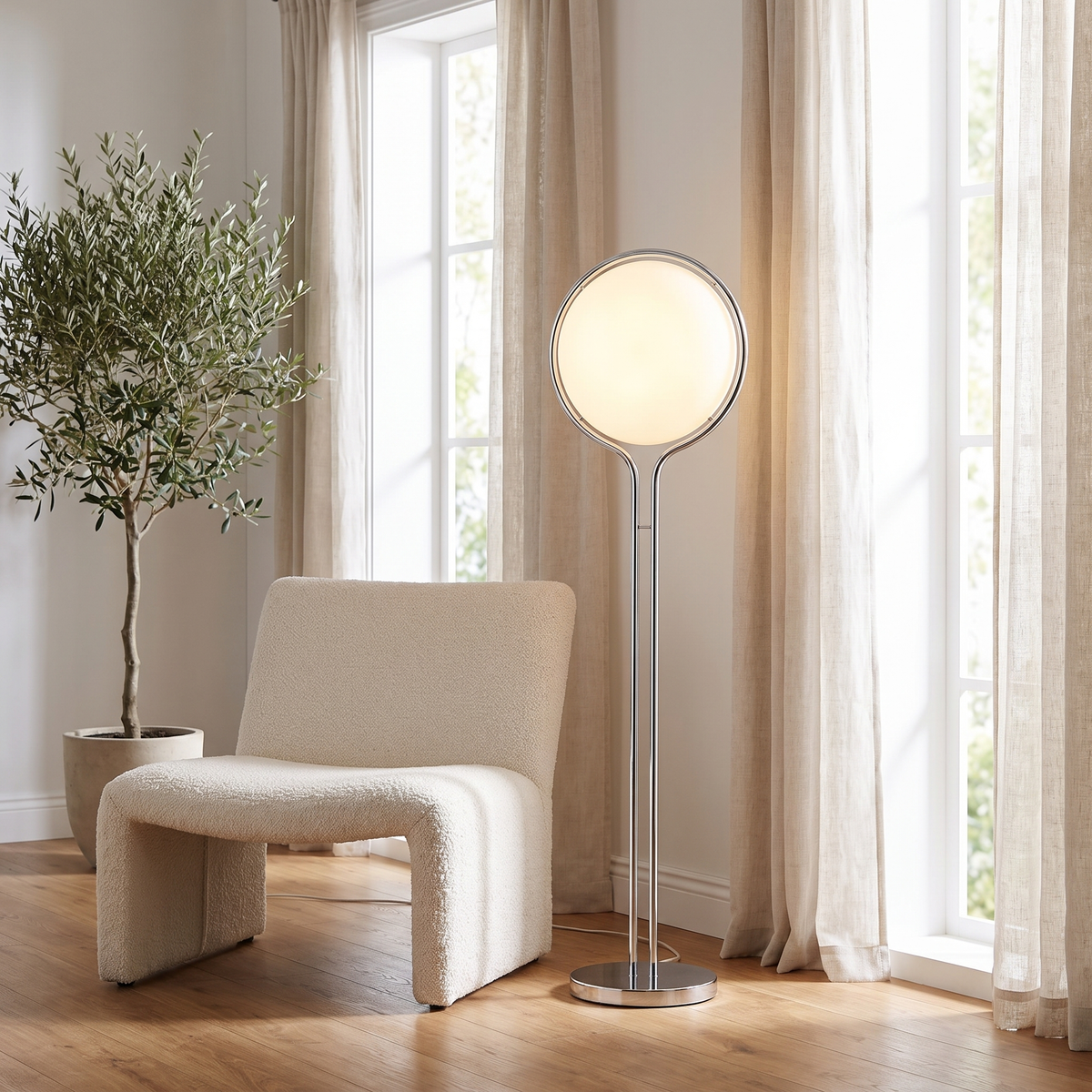 
Luna Velata Chrome Globe Arc Floor Lamp with LED 120cm