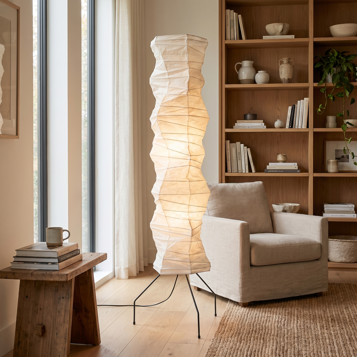 
Luna Velata Rice Paper Floor Lamp Japandi Standing Lamp 180cm