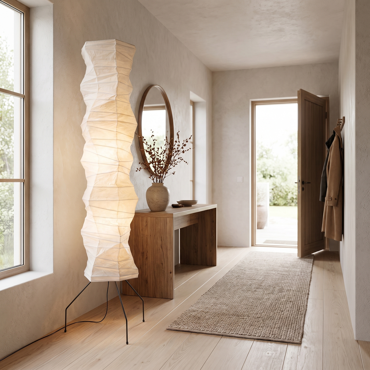 
Luna Velata Rice Paper Floor Lamp Japandi Standing Lamp 180cm