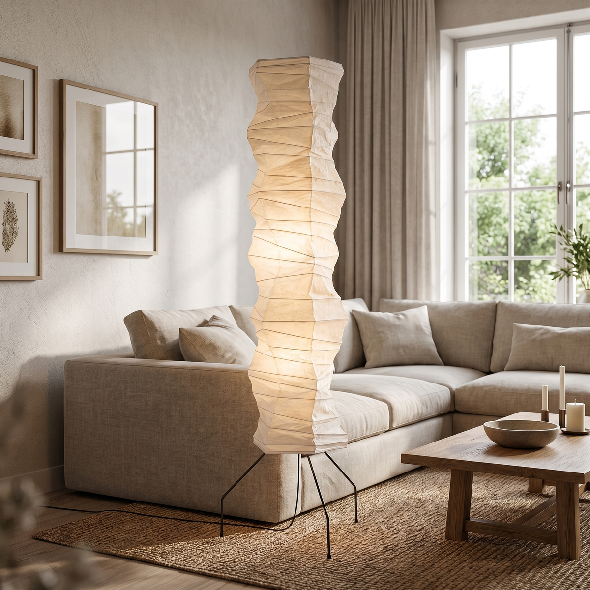 
Luna Velata Rice Paper Floor Lamp Japandi Standing Lamp 180cm